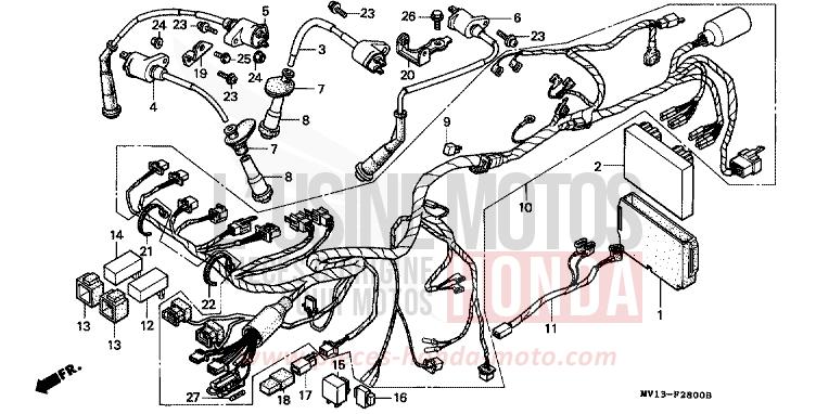 FAISCEAU DES FILS/ BOBINE D'ALLUMAGE de Africa Twin 750 NH138G (NH138G) de 1990